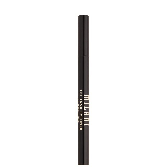 Milani The Tank Traceur Liquide Noir, Stylo Cylindrique Mince avec Lettrage Doré, Conçu pour une application Lisse, Imperméable, Anti-Transfert et Longue Durée avec une Formule Végane Idéale pour des Ridules Précises et des Yeux de Chat.
