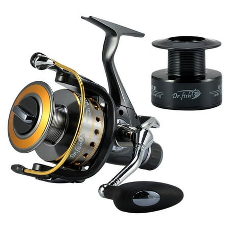 Dr.Fish Hercules-II Baitfeeder Spinning Reel 2 Spools Max 30Lb Carbon Fiber Drag Saltwater Freshwater 5.1:1 6000
