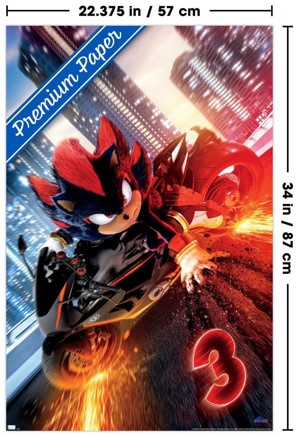 Sonic the Hedgehog 3 - Shadow Motorcycle One Sheet Wall Poster