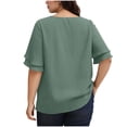 thumbnail image 4 of RQYYD Plus Size Tops for Women Double Layer Ruffle Sleeve Blouses Crew Neck Casual Flowy Tunic Tops, 4 of 7