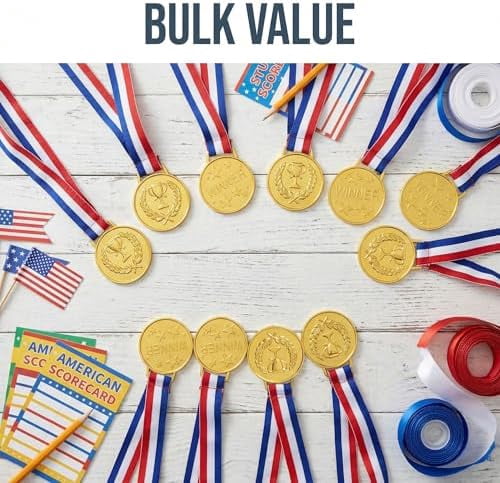 Gold Medals, 12 Pack Metal Award Medals for Kids and Students, Classroom Rewards for Teachers, School Competitions, Sports Events, and Family Party Games