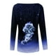 thumbnail image 3 of ICHUANYI Clearance Women Fashion Loose Printed Long Sleeve Top(Blue, S) ICHUANYI WER2023081003424, 3 of 4