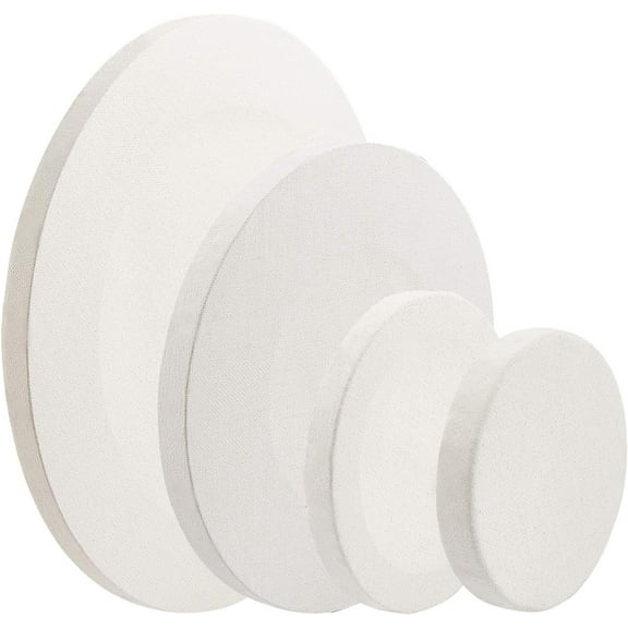 1 Set Blank Canvas Linen Covered Wood Primed Framed for Painting Drawing Flat Round White 10~30.1x1.65~1.7cm 4pcs