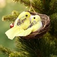 thumbnail image 5 of Artificial Sparrow Nest Set, 2 Clip On Birds with Rattan Nest and Faux Eggs, Realistic Feathered Ornaments for Tree and Wreath - Yellow, 5 of 6