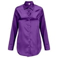 thumbnail image 4 of Gyexs Satin Blouses for Women Long Sleeve Button Down Silk Shirts Business Casual Loose Workwear Tunic Tops Purple, Size XL, 4 of 4