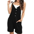 thumbnail image 2 of Hurxie Women's Summer Casual Rompers Wide Leg Short Overalls Button Adjustable Strap Jumpsuit with Pockets Black,2XL, 2 of 7