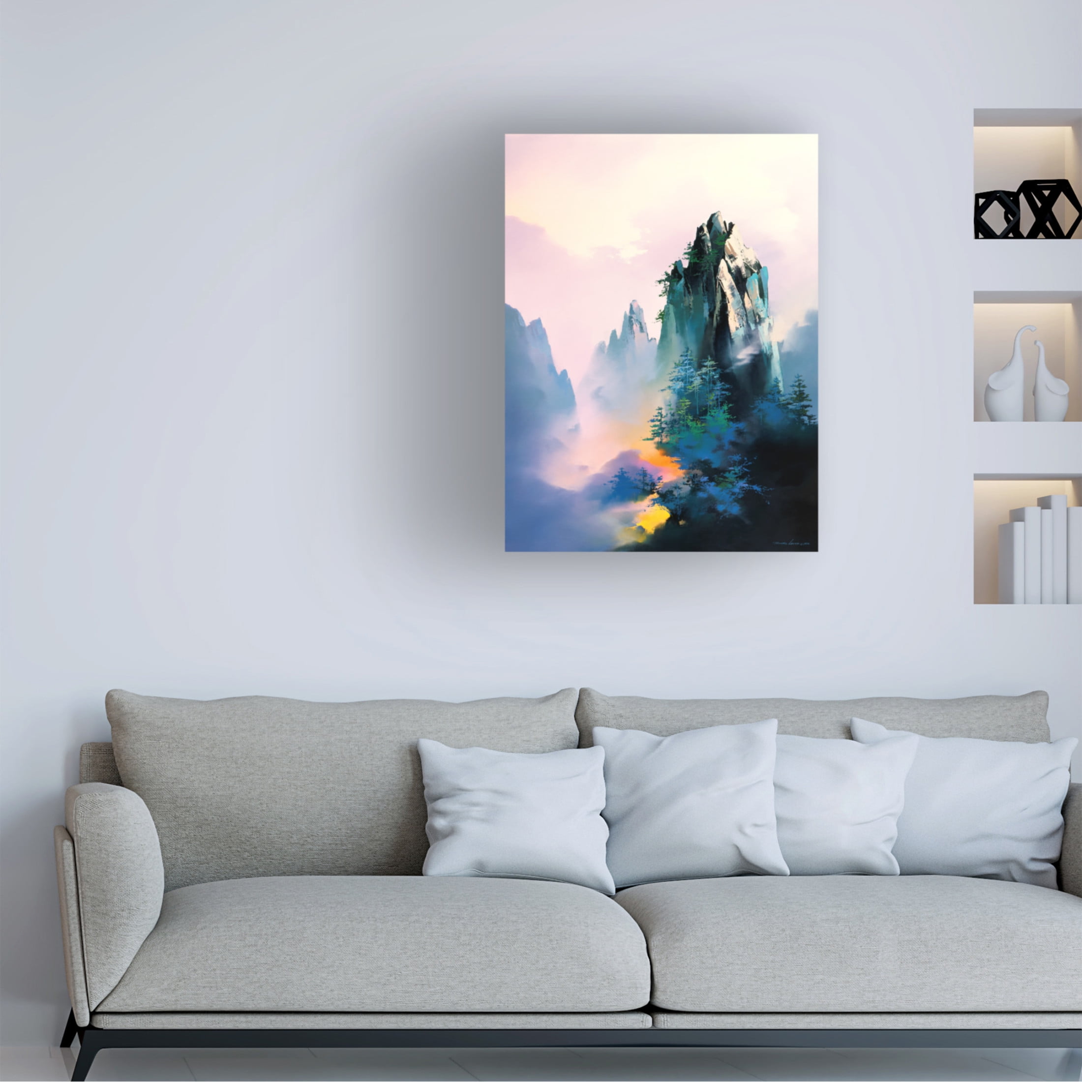 Canvas Wall Art - Thomas Leung 'Mountain Glow' Wall Art for Living Room, Bedroom, or Office Décor by Trademark Fine Art - 14 x 19 Inches