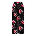 thumbnail image 6 of Women's Fashion Pocket Valentine's Day Print Stretch Adjustable Drawstring Wide Leg Pants, Elastic Waist Holiday Pants, Casual Lounge Wear for Women,Black,M, 6 of 6