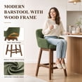 thumbnail image 4 of EOP Modern Swivel Bar Stools Set of 4, 25" Upholstered Counter Height Bar Stools with Wood Legs & Curved Back, Mid Century Bar Chairs for Kitchen Island Pub, Green, 4 of 11