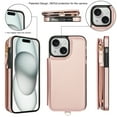 thumbnail image 7 of Wallet Case for Apple iPhone 15 Plus, with Crossbody Shoulder Strap & Hand Wrist Cards Holder Zipper Pocket Stand Feature Full Protective Shockpoof Phone Case for iPhone 15 Plus, Rosegold, 7 of 7