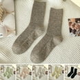 thumbnail image 2 of comerut 1 Pair Women Socks Mid-tube High Elasticity Soft Anti-slip Warm Thickened No Odor Casual Anti-shrink Fall Winter Piled Socks, 2 of 8