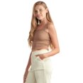 thumbnail image 2 of Women’s Seamless Textured Crop Tank, Mocha, ML, 2 of 5