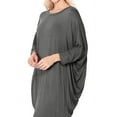 thumbnail image 3 of Women's Elegant Plus Size Loose Fit Dress Side Draped Dolman Sleeve Midi, 3 of 4