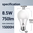 thumbnail image 2 of Energetic LED Light Bulb 8.5W(60W EQ) A19 General Purpose E26 Non-Dimmable 3000K Warm White 24-Pack, 2 of 5