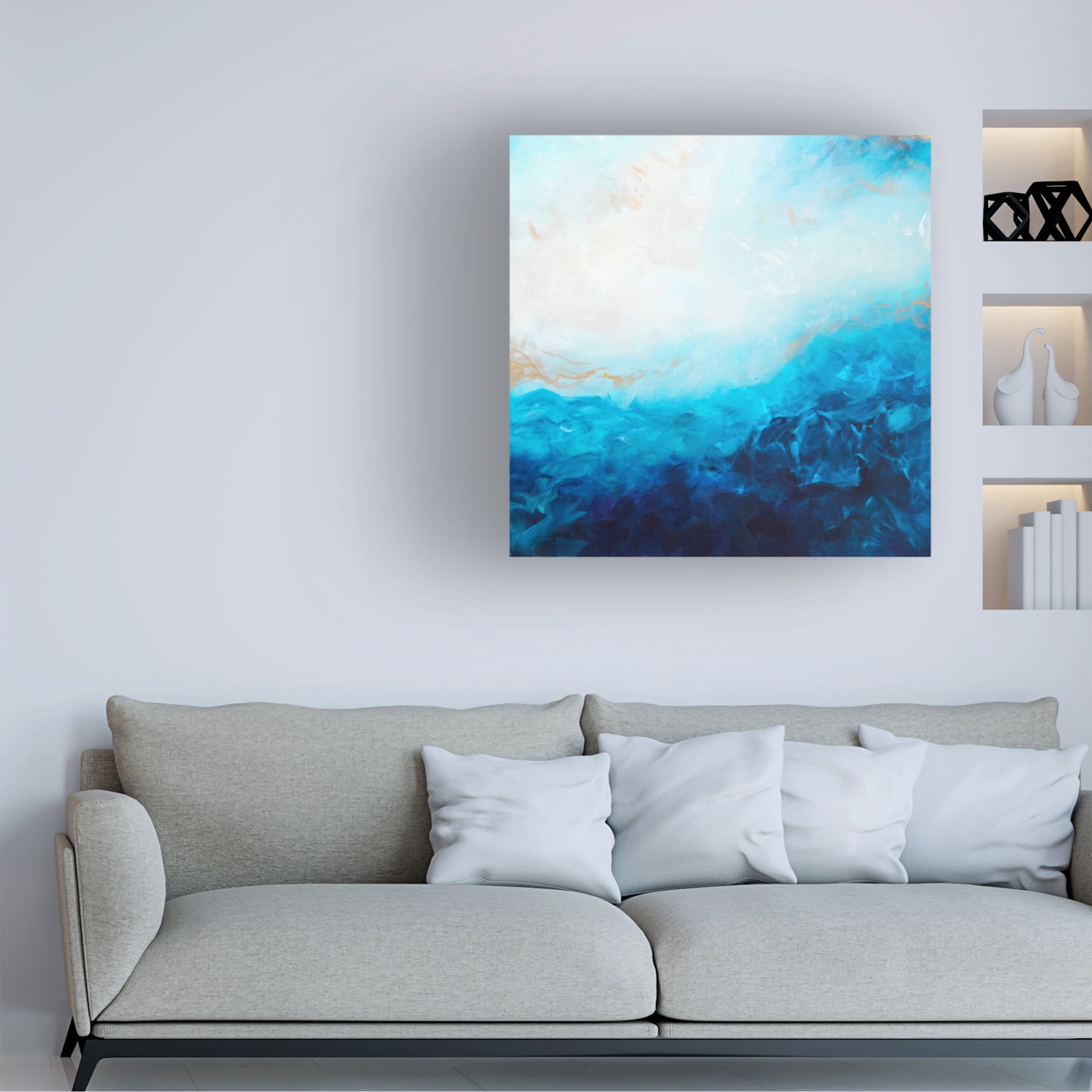 Trademark Fine Art Francoise Wattre  Blue Sea, golden Sunlight 2 Canvas Wall Art