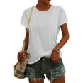 thumbnail image 4 of WEIYLL T-Shirts pour Femmes Manches Courtes Col Rond Été Couleur Unie Coupe Ample Blanc Tailles P, 4 of 7