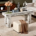 thumbnail image 3 of 63-Inch Long Console Table Wooden Rectangular Sofa Table Behind Couch Farmhouse Entryway Table For Hallway Living Room Entrance (Distressed White), 3 of 7