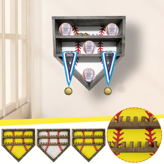 Xihbxyly Expositor de Anillos de Béisbol Personalizado, Soporte Personalizable para Pelotas de Jonrón, Elegante Marco para Medallas y Anillos, Decoración de Pared, Ideal para Dormitorio y Oficina, Ta