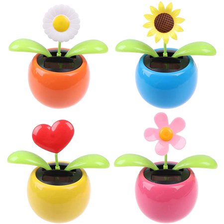 4 Solar Dancing Butterfly Toy Solar Powered Dancing Sun Flower In Colorful Pots Swinging Heart Shape Flip Flap Animated Bobblehead Dancer Window Rose Sun Catcher Car Dashboard Decor