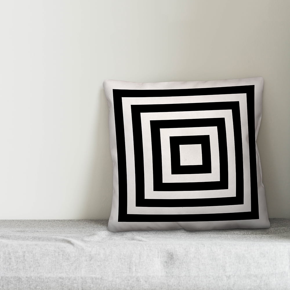 Creative Products Black and White Geo Stripes 18x18 Indoor / Outdoor Pillow
