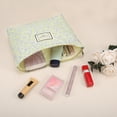 thumbnail image 5 of Unique Bargains Canvas Makeup Bag Large Capacity Makeup Pouch Cosmetic Pouch Women Cosmetic Bags Flower Pattern Green, 5 of 6