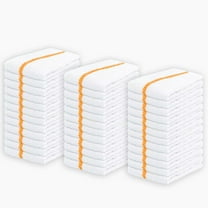 GOLD TEXTILES 36 PC Cotton Blend White Bar Mop Kitchen Towels 32oz Gold Stripe Commercial Use 16"x19"