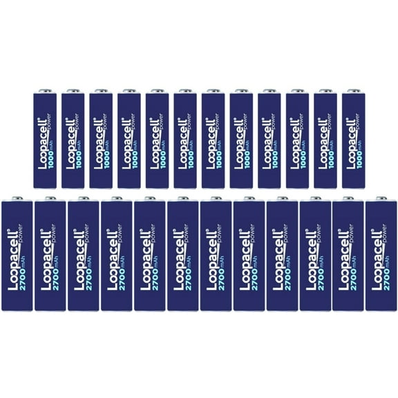 12 Loopacell Rechargeable AA NiMH Batteries and 12 Loopacell AAA Rechargeable NiMH Batteries