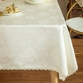 thumbnail image 3 of GLORY SEASON Textured Tablecloth Waterproof Spillproof Rectangle Jacquard Fabric Tabletop 60x102 in White, 3 of 6