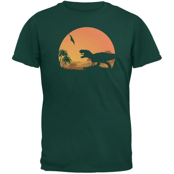 Jurassic Scape Forest Green Adult T-Shirt - X-Large