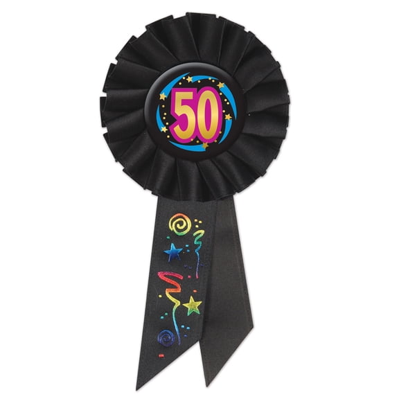 Beistle SRS155F 50 with Stars Fabric Rosette, Black