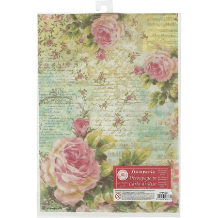 Stamperia Rice Paper Sheet A4-Rose & Writings