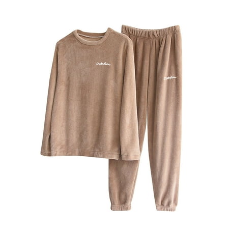 

Relanfenk Winter Fall Women Workout Sets 2 Piece Yoga Outfits Men Cute Pajamas Velvet Sleepwear Hoodies Sweatshirt Sweatpants Solid Nightwear Homewear Trousers Suit