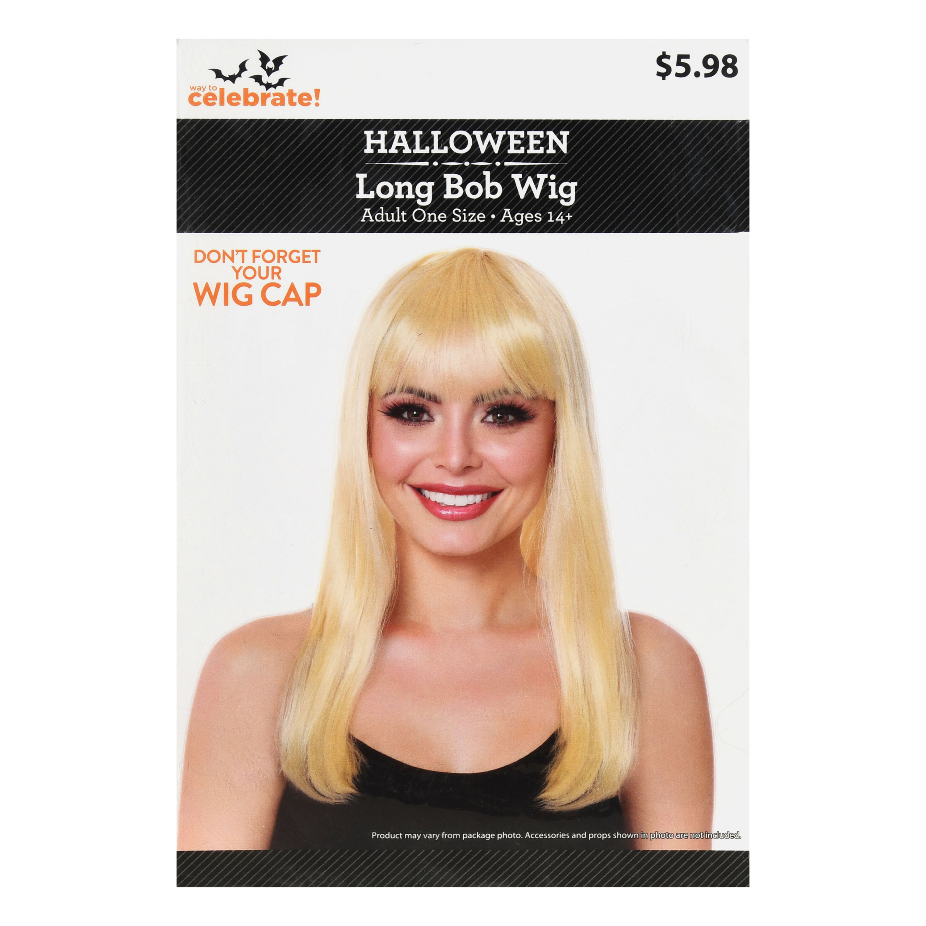 Long Blonde Bob Wig Adult Women’s Halloween Accessory