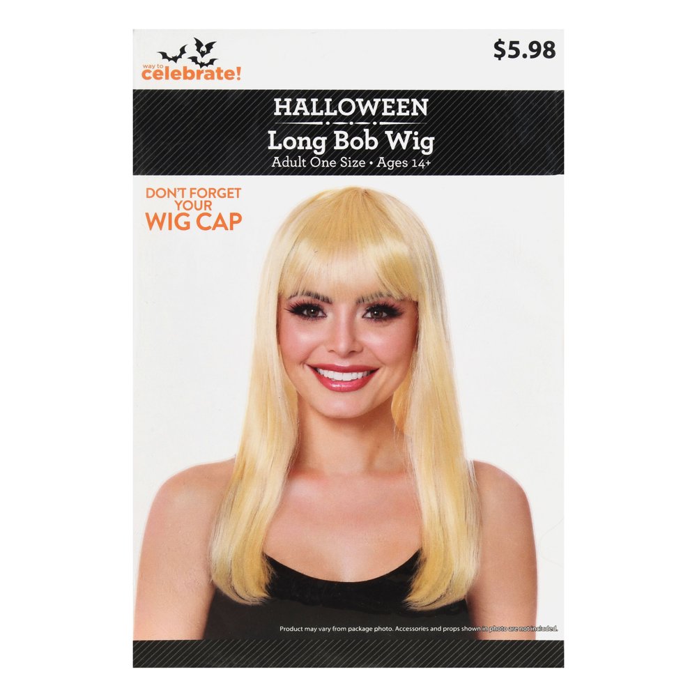 Long Blonde Bob Wig Adult Women’s Halloween Accessory