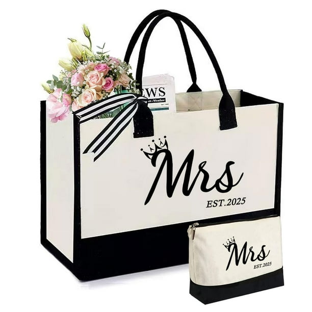 Bolsa Tote KDBDSYZB Novia 2025 de Lona con Bolsa de Maquillaje