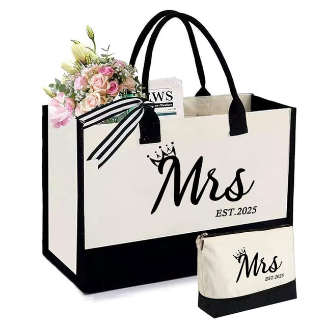 Bolsa Tote KDBDSYZB Novia 2025 de Lona con Bolsa de Maquillaje