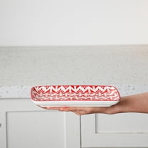 8 Inch Ceramic Rectangular Serving Plates Set - Microwave Dishwasher Safe Porcelain Dishes - Assorted Colors for Salad Pasta Sushi