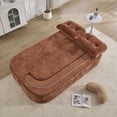 thumbnail image 3 of MDAQMD 65.3" Convertible Folding Sofa Bed Queen Sleeper Sofa with 2 Pillows Floor Couch Foam Folding Mattress Sleeper for Living Room Apartment Orange, 3 of 9