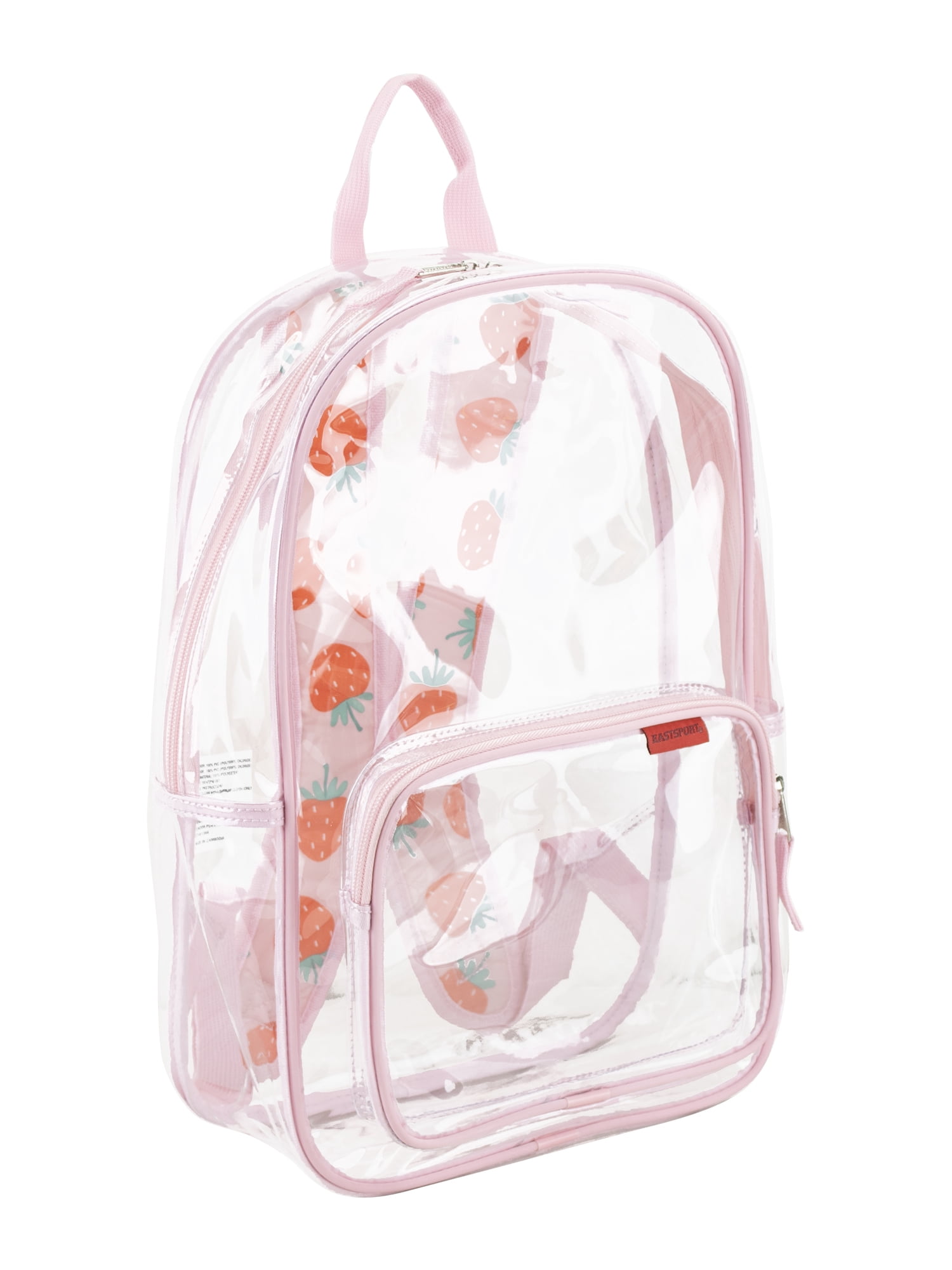 Eastsport Unisex 16" Success Clear Backpack Bundle with Padded Laptop Sleeve, Strawberry Dream