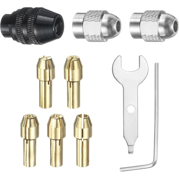 Drill Chuck Collet Set for Dremel, 15PCS Chuck Collet Kit, 0.8-3.2mm Shank Replacement 4486 Rotary Tool Keyless Quick Change Chuck Accessory with Replacement 4485 Brass Collet Metal Nut