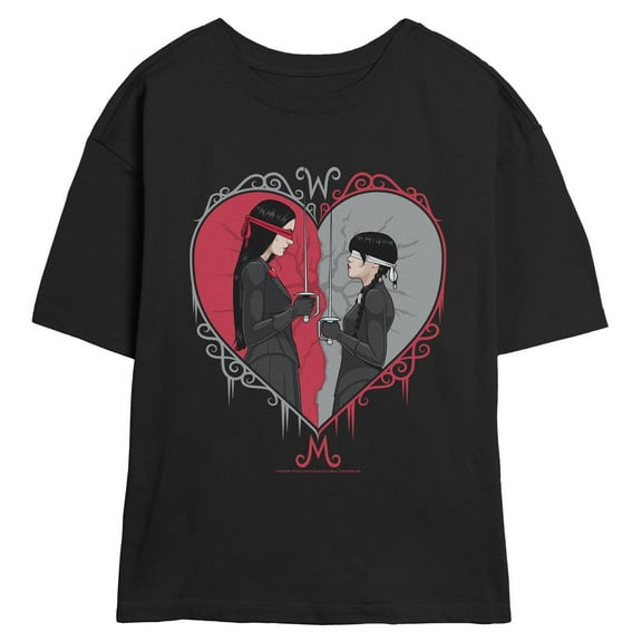 Juniors Wednesday Face to Face Swords T Shirt