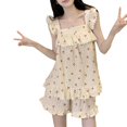 thumbnail image 4 of Pijama de verano con tirantes y pantalones cortos de cerezas, bonito y dulce traje de niña con volantes y encaje, 4 of 4