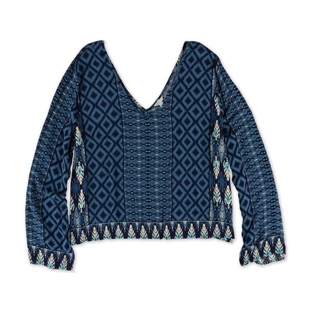 Blusa Aeropostale con cuello en V doble profundo para mujer azul XS