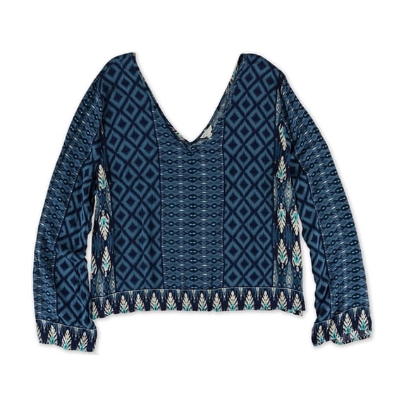 Aeropostale Womens Deep Double V Pullover Blouse, Blue, Juniors, X-Small