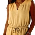 thumbnail image 6 of Miluxas Women's 2 Piece Outfits V Neck Sleeveless Drawstring Waist Tunic Tops and Wide Leg Pants Spring Summer Casual Outfits Yellow, 6 of 9