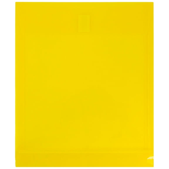 JAM Plastic Hook & Loop Envelopes, 9.8x11.8x1, 12/Pack, Yellow, 1 Inch Expansion