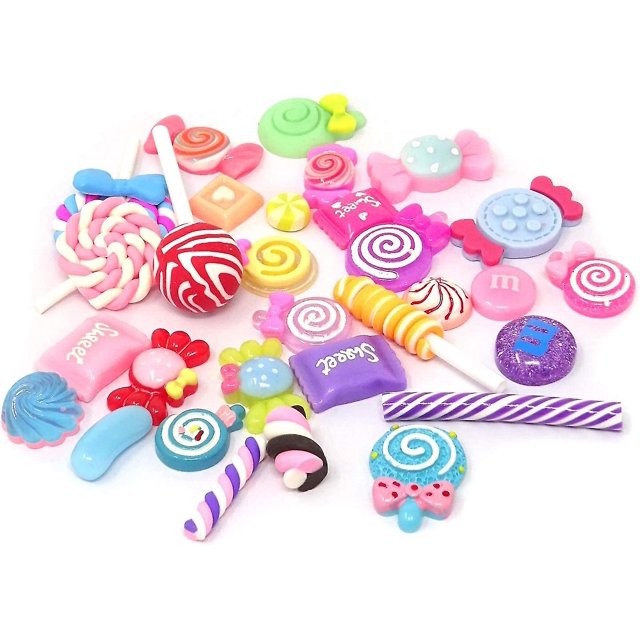30pcs Slime Charms, Assorted Flatback Resin Slime Beads For Scrapbooking, Hair Clip, Diy Crafts, Etc (candy)