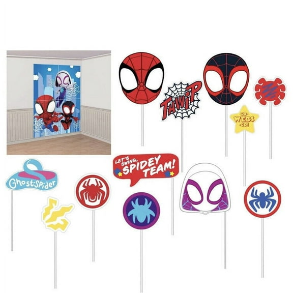 Marvel Spidey and His Amazing Friends Party Scene Setter with 12 Paper Photo Props