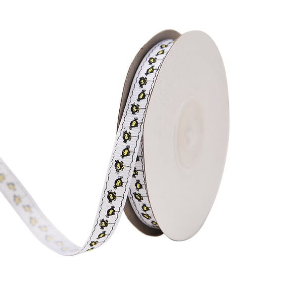 Halloween Grosgrain Ribbon, Print Fabric Halloween Decorative Ribbon For Gift Wrapping Hand‑Craft & Holiday Decor Layout