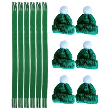

Qumonin 1 Set Mini Knitting Hat and Scarf Set Miniature Christmas Hat Miniature Xmas Scarf